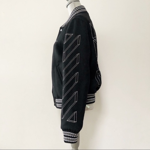 Off-white bomber jacket in wool black colour - Picture 4 of 11